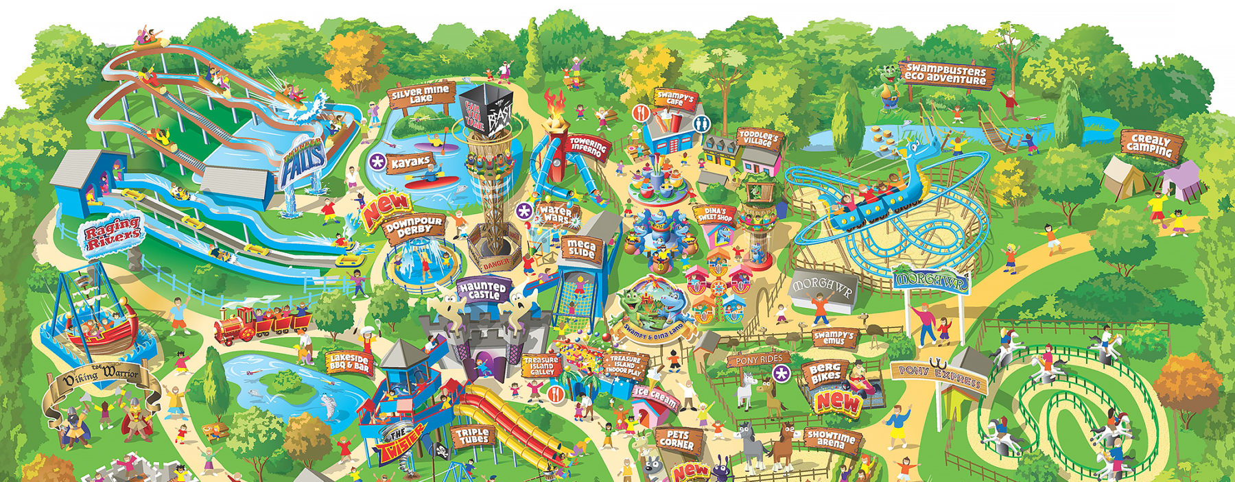 Digital illustration for a theme park map