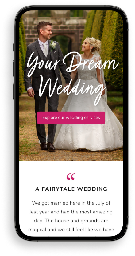 Mobile wedding website design mockup