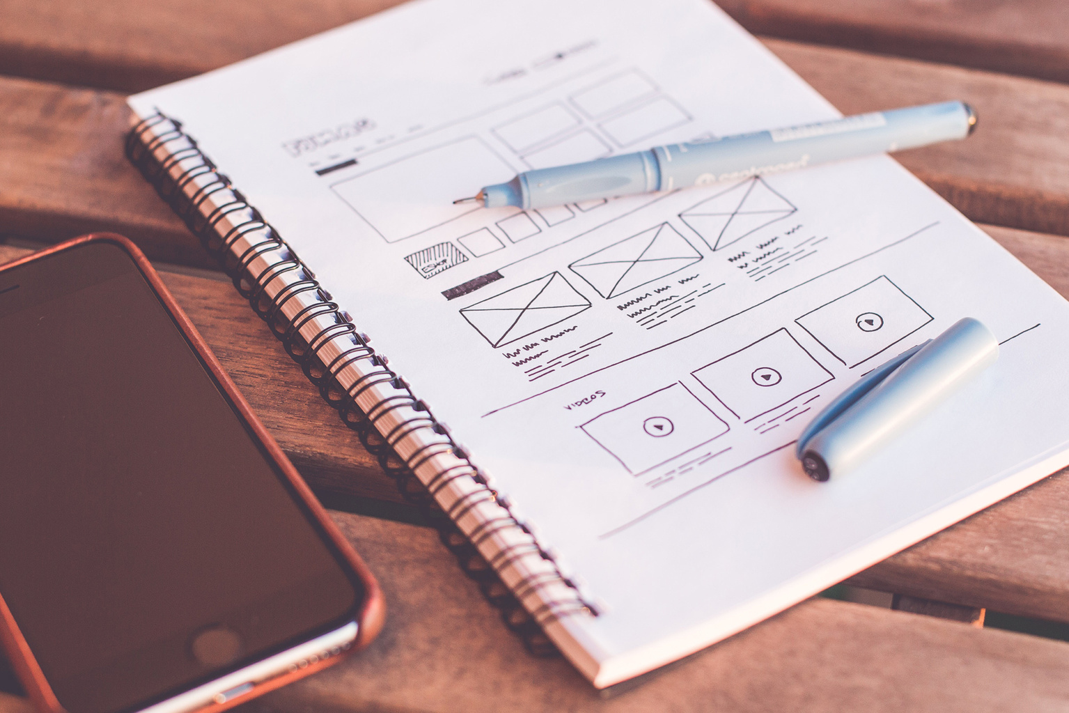 Landing page wireframe sketch