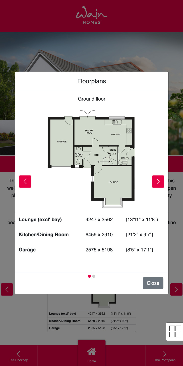 touch screen floorplan modal