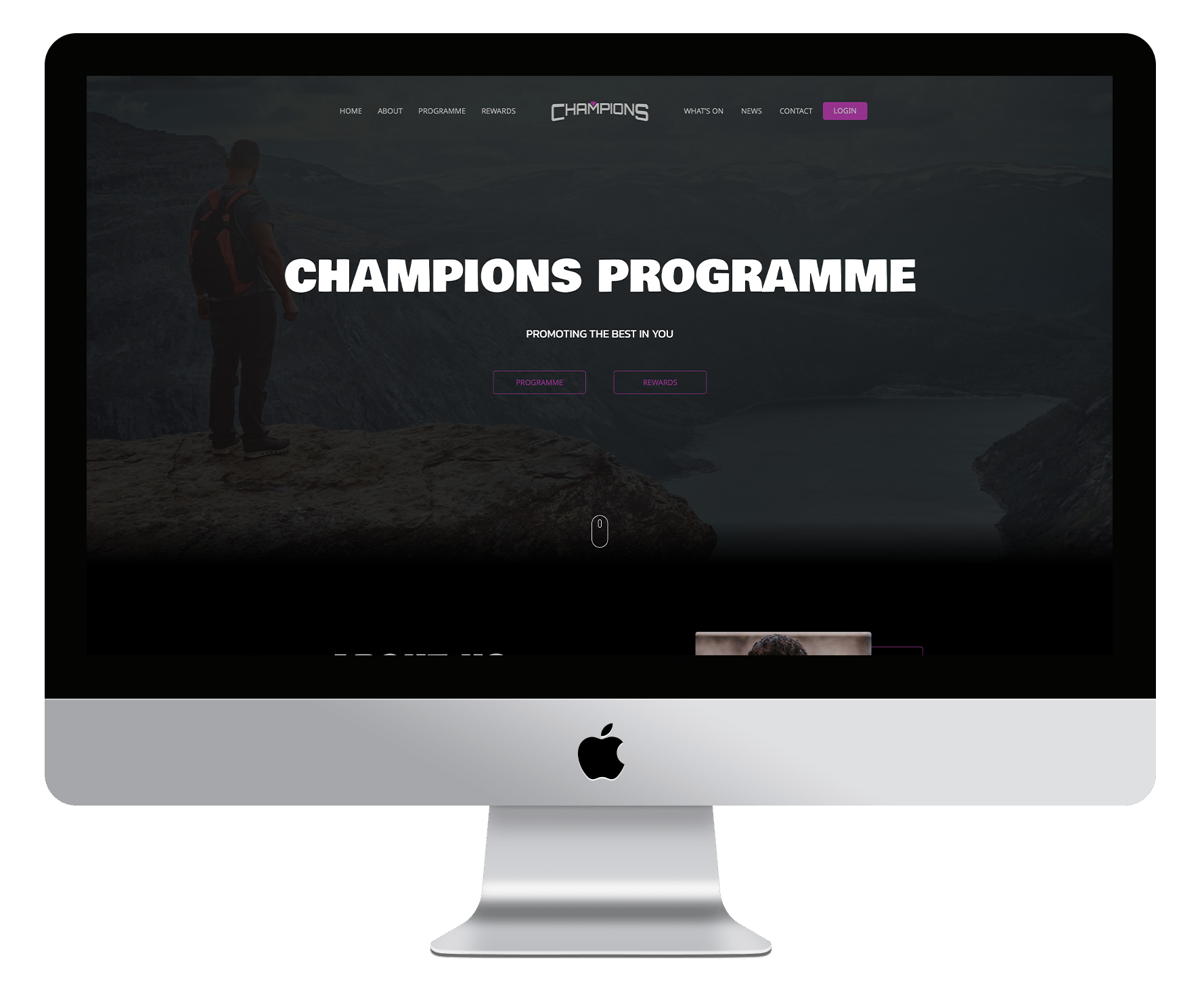 team champions website on imac mockup