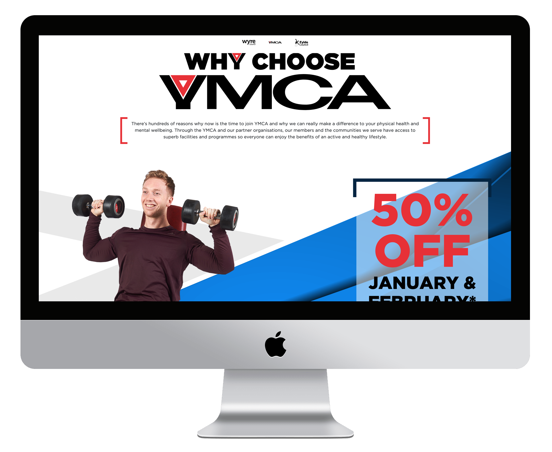 ymca website on imac screen mockup