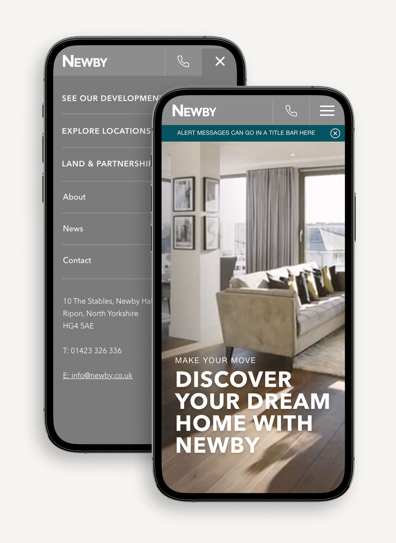 newby website mocked up on mobile phone device